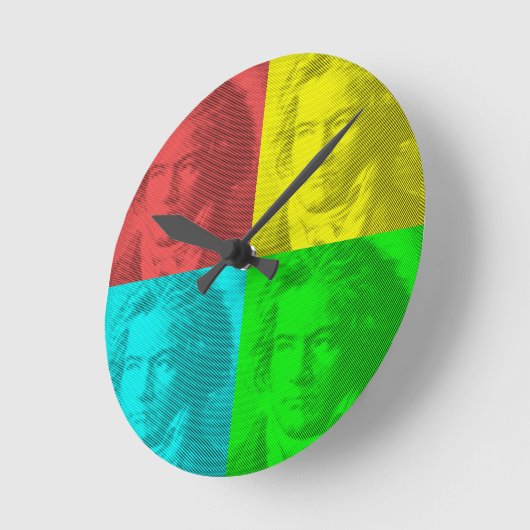 Beethoven-Portrait auf den Plätzen Runde Wanduhr (Winkel)