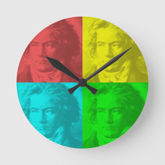 Beethoven-Portrait auf den Plätzen Runde Wanduhr (Vorderseite)