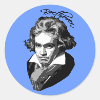 Beethoven Portrait auf T-Shirts, Tasse, Geschenke Runder Aufkleber