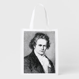 Beethoven Portrait Digital Rendering Wiederverwendbare Einkaufstasche