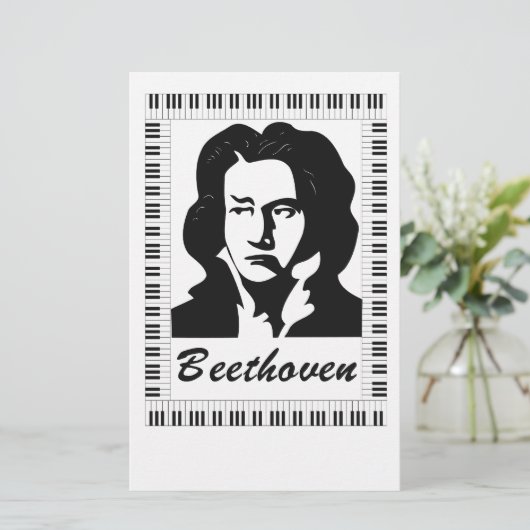 Beethoven-Portrait mit Klaviertastatur Briefpapier (Stehend Vorderseite)