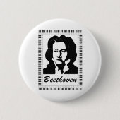 Beethoven-Portrait mit Klaviertastatur Button (Vorderseite)