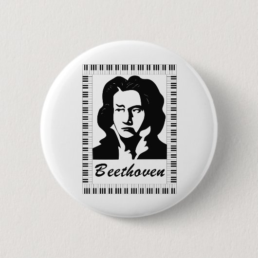 Beethoven-Portrait mit Klaviertastatur Button (Vorderseite)