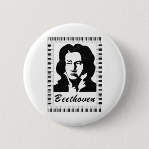 Beethoven-Portrait mit Klaviertastatur Button
