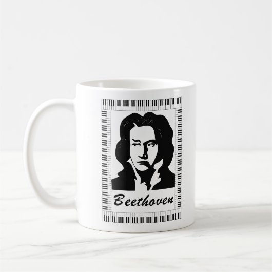 Beethoven-Portrait mit Klaviertastatur Kaffeetasse (Links)