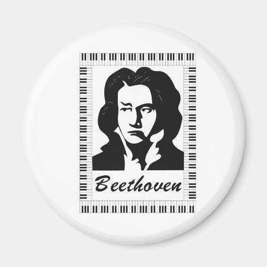 Beethoven-Portrait mit Klaviertastatur Magnet (Vorne)