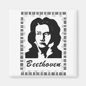 Beethoven-Portrait mit Klaviertastatur Magnet (Vorne)