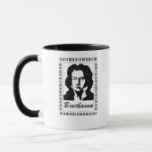 Beethoven-Portrait mit Klaviertastatur Tasse (Links)