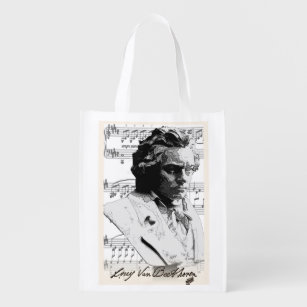 Beethoven Portrait mit Sonata T - Shirt Wiederverwendbare Einkaufstasche