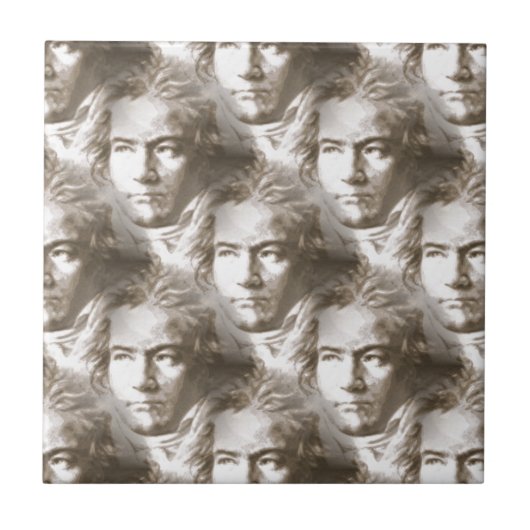 Beethoven Portrait Pattern Fliese (Vorderseite)