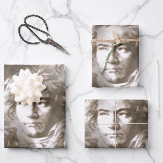 Beethoven Portrait Pattern Geschenkpapier Set (Vorderseite)