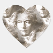 Beethoven Portrait Pattern Herz-Aufkleber (Vorderseite)