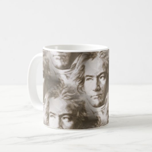 Beethoven Portrait Pattern Kaffeetasse (Vorderseite Links)