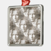 Beethoven Portrait Pattern Ornament Aus Metall (Links)