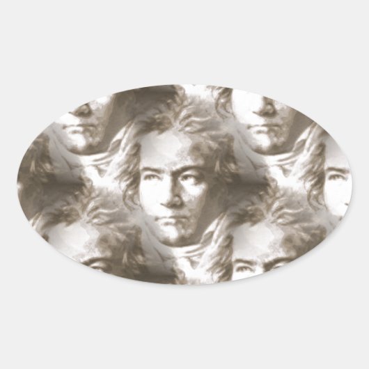 Beethoven Portrait Pattern Ovaler Aufkleber (Vorderseite)