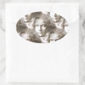Beethoven Portrait Pattern Ovaler Aufkleber (Tasche)