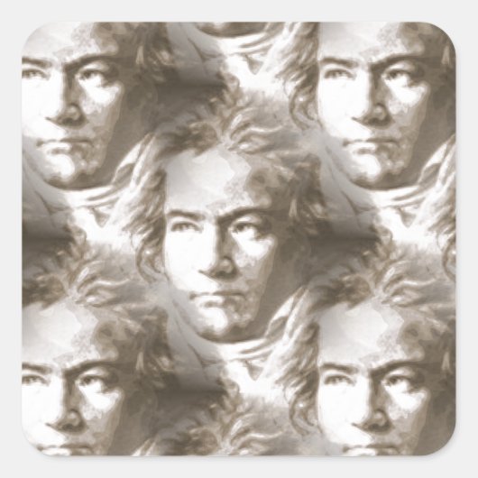 Beethoven Portrait Pattern Quadratischer Aufkleber (Vorderseite)