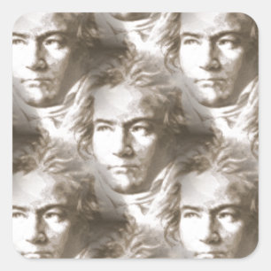 Beethoven Portrait Pattern Quadratischer Aufkleber