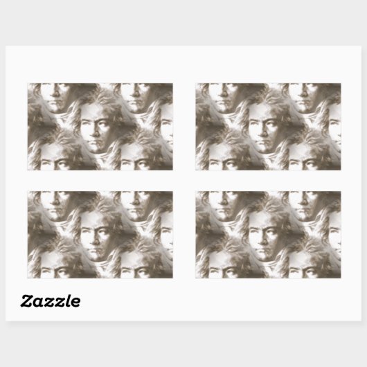 Beethoven Portrait Pattern Rechteckiger Aufkleber (Blatt)