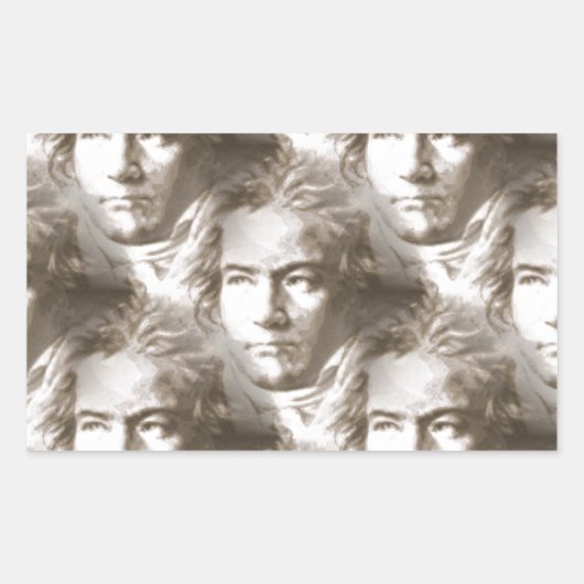 Beethoven Portrait Pattern Rechteckiger Aufkleber (Vorderseite)