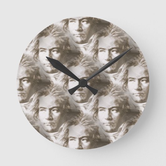 Beethoven Portrait Pattern Runde Wanduhr (Vorderseite)