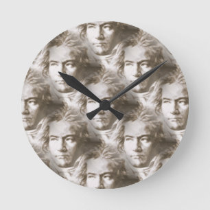 Beethoven Portrait Pattern Runde Wanduhr