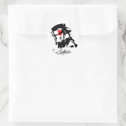 Beethoven Punk Runder Aufkleber (Tasche)