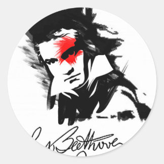 Beethoven Punk Runder Aufkleber
