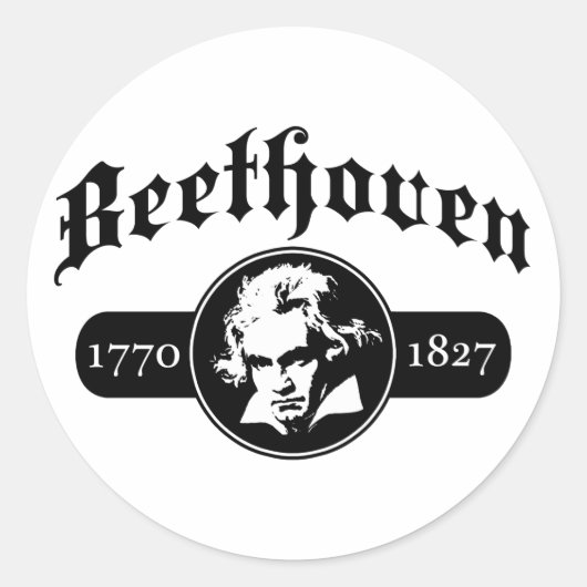 Beethoven Runder Aufkleber (Vorderseite)
