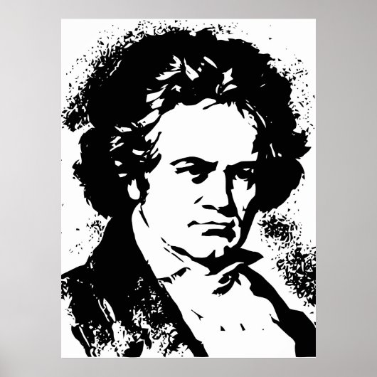 Beethoven Schwarzweiß-Vektorgrafik Poster (Vorne)