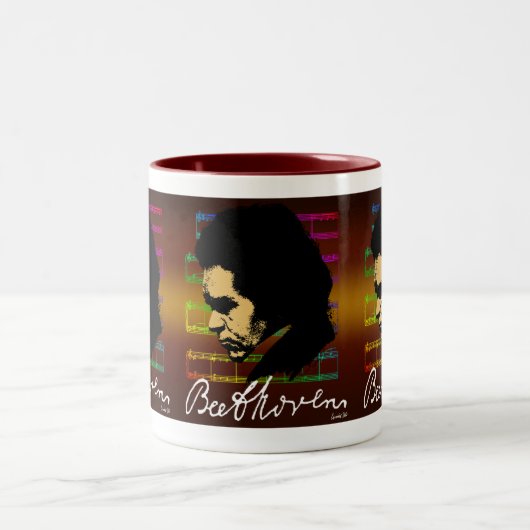 BEETHOVEN-SKIZZE-KOPF-TASSE ZWEIFARBIGE TASSE (Mittel)