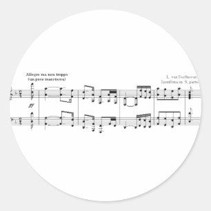 Beethoven-Symphonie #9 (Schwarzes) Runder Aufkleber