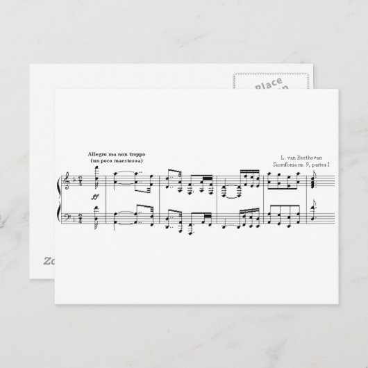 Beethoven Symphony #9 (Schwarz) Postkarte (Vorne/Hinten)