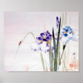 Beetle Climbing am Iris Leaf, Watanabe Seitei Poster (Vorne)