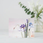 Beetle Climbing am Iris Leaf, Watanabe Seitei Postkarte (Stehend Vorderseite)