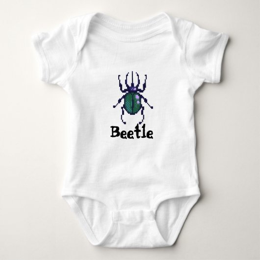 Beetle green pixel art baby strampler (Vorderseite)