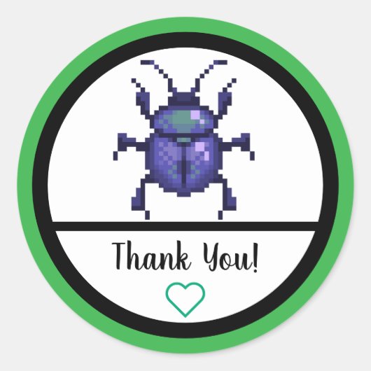 Beetle purple, kever pixelart runder aufkleber (Vorderseite)