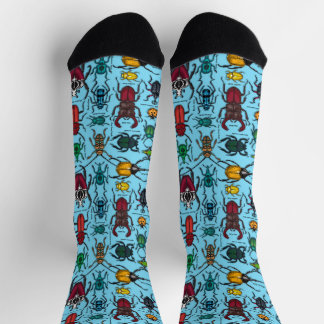 Beetles on blue socken