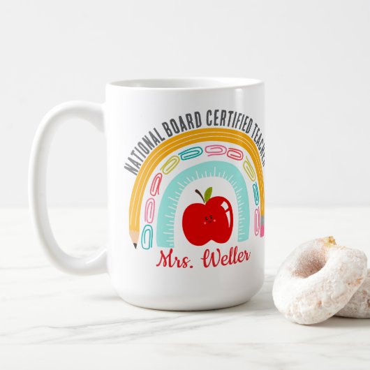 Befähigte Lehrerin Rainbow durch den Nationalen Ze Kaffeetasse (Mit Donut)