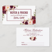 Befassung mit Burgundy Floral Elegant Visitenkarte (Vorne/Hinten)