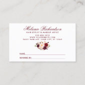 Befassung mit Burgundy Floral Elegant Visitenkarte (Rückseite)