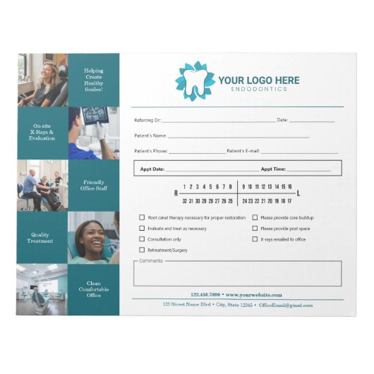 Befassung mit endodontischen Mitteln Notizblock (Vorderseite)