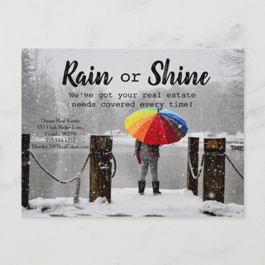 Befassung mit Rain oder Shine Real Anwesen Marketi Postkarte (Vorderseite)