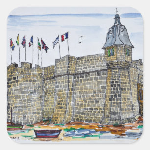 Befestigungsanlagen und Tor von Concarneau   Breta Quadratischer Aufkleber