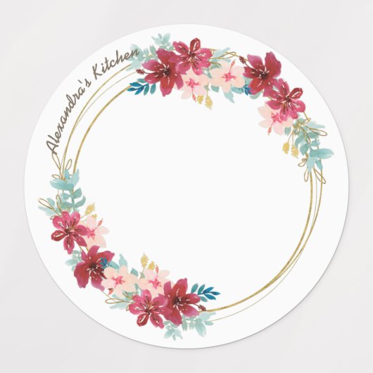 Befeuchtetes Schild mit Goldkraut und Blume Etiketten (Design 1)