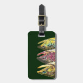 Befischung von drei Fettforellen Gepäckanhänger (Vorderseite vertikal)