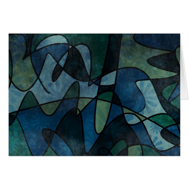 Beflecktes Glas-abstrakte Kunst blaues (Vorderseite (Horizontal))