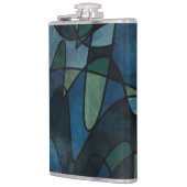Beflecktes Glas-abstrakte Kunst blaues Flachmann (Links)
