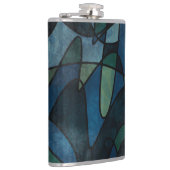 Beflecktes Glas-abstrakte Kunst blaues Flachmann (Rechts)
