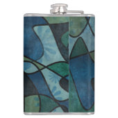 Beflecktes Glas-abstrakte Kunst blaues Flachmann (Rückseite)